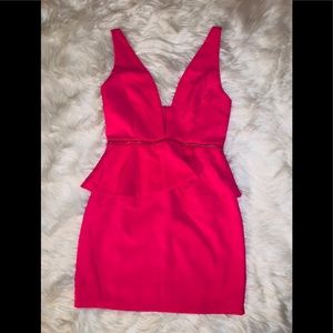 NWT💫 Beautiful Neon Pink Peplum Mini Dress